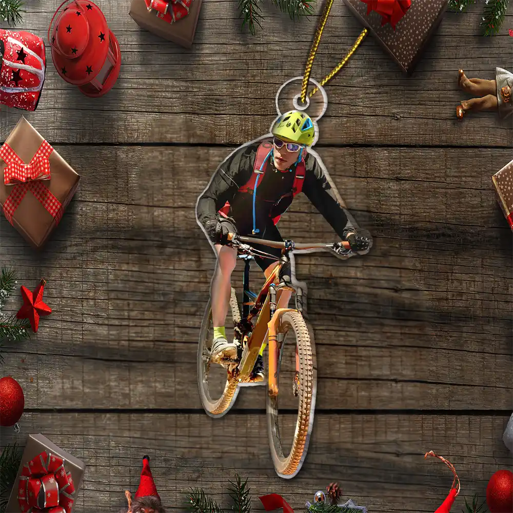 Gift For Yourself,Gift For Women,Gift For Men,Happy,Christmas,Custom Photo,Photo Hobby Ornament - Custom Photo Mountain Biking - Personalized Acrylic Photo Ornament