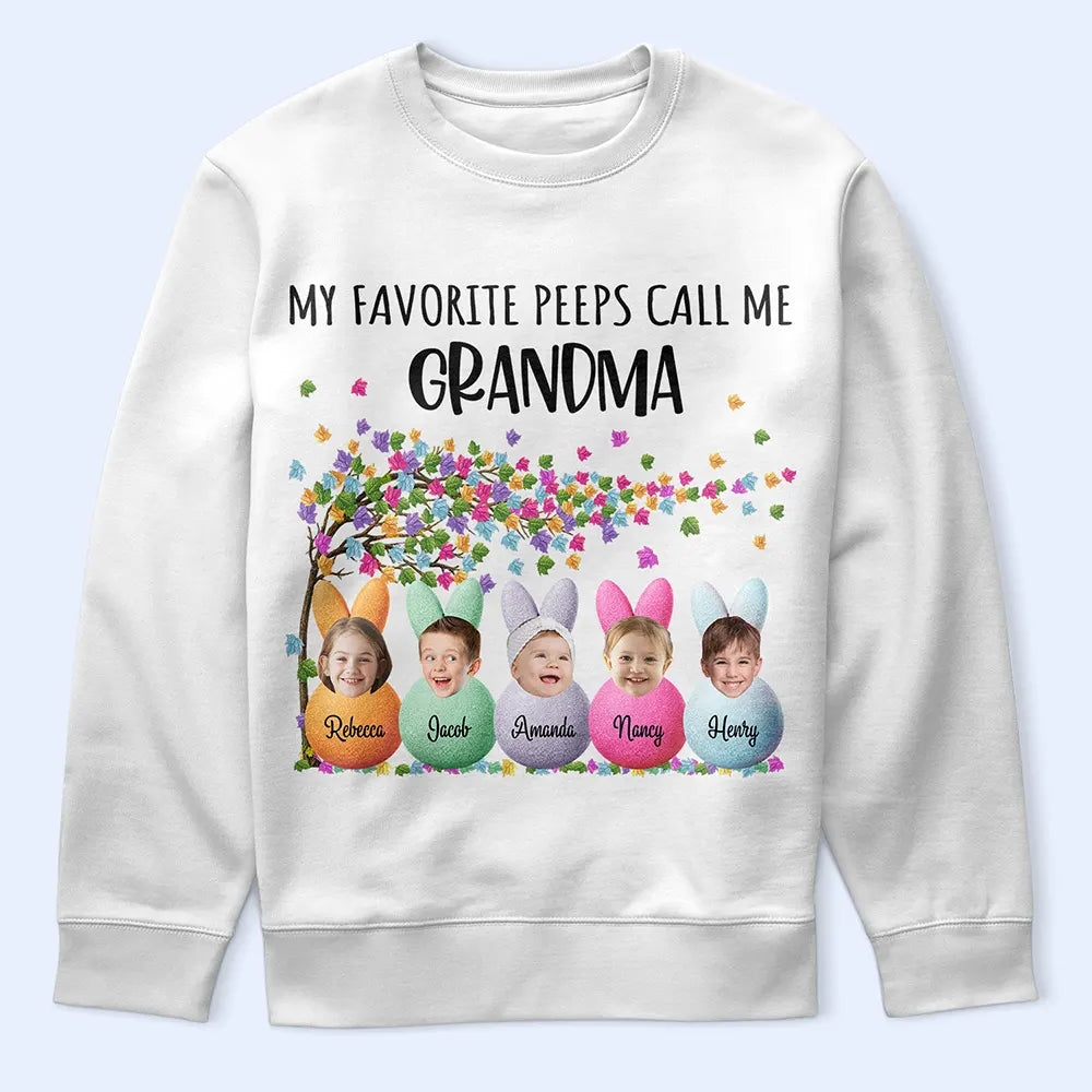 Funny,Gift For Mother,Gift For Grandma,Gift For Wife,Easter - Custom Photo My Favorite Peeps Call Me Grandma - Personalized T Shirt