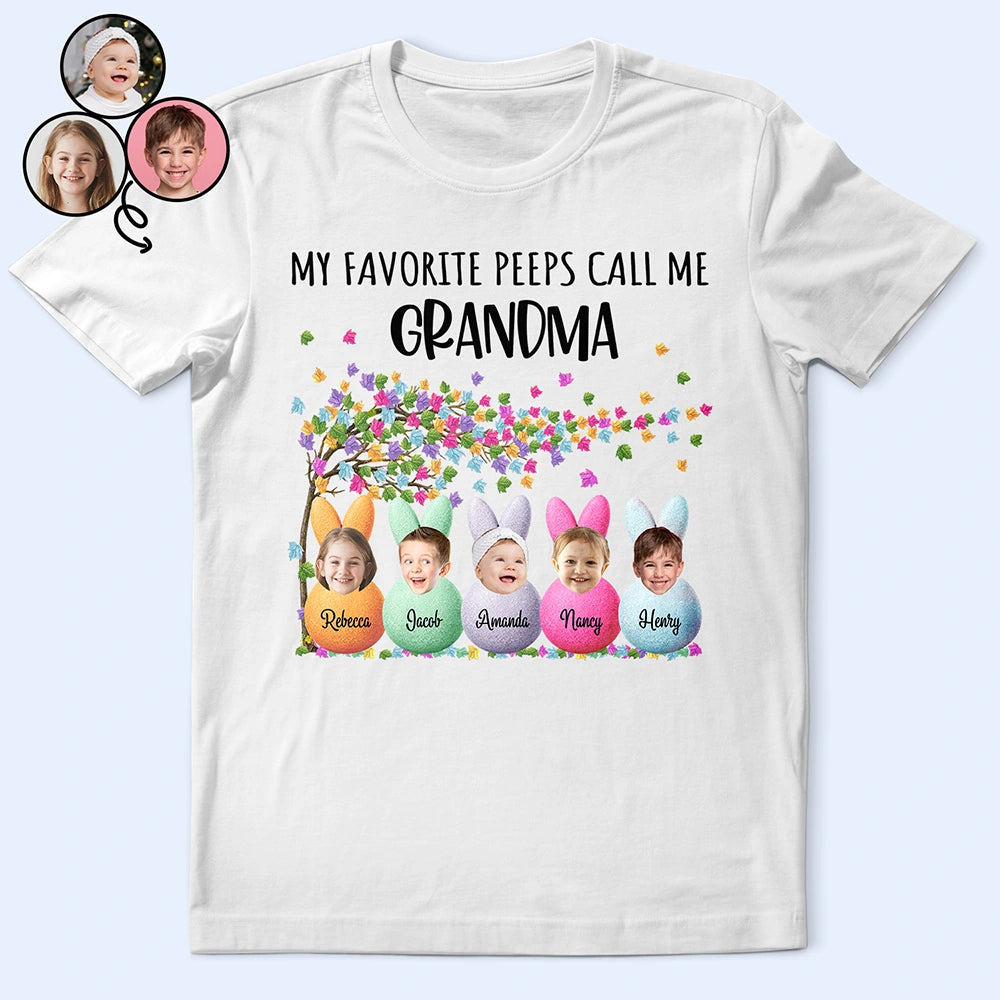 Custom Photo My Favorite Peeps Call Me Grandma - Personalized T Shirt