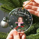 Custom Photo My Grandkids Grandparents Family - Personalized Circle Glass Ornament