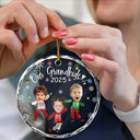 Custom Photo My Grandkids Grandparents Family - Personalized Circle Glass Ornament