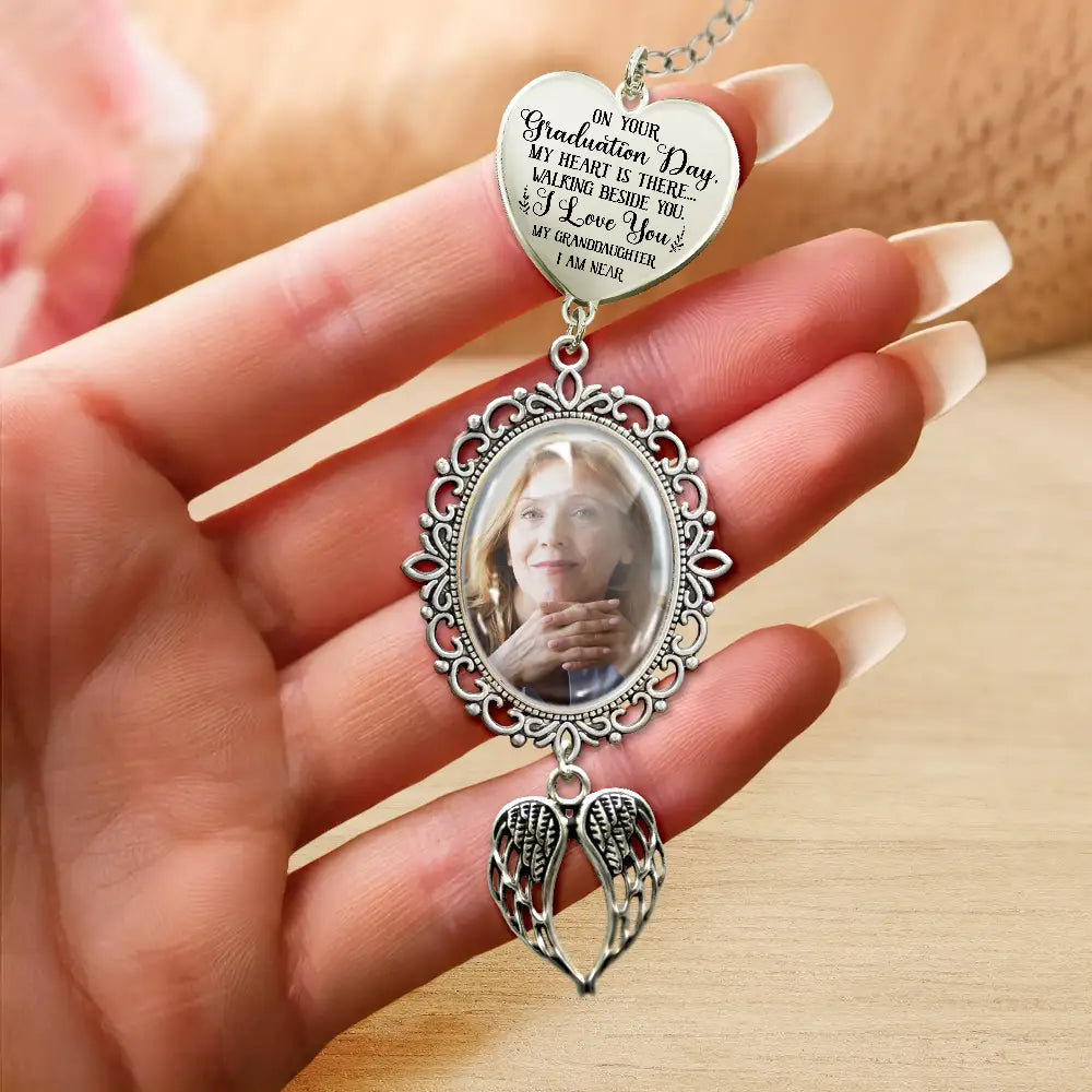 Graduation,Gift For Yourself,Custom Photo,Memorial,Sad - Custom Photo My Heart Is There - Personalized Graduation Tassel Charm