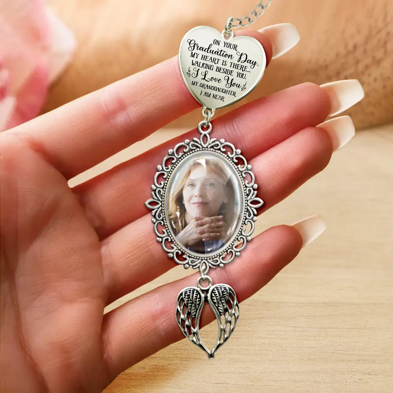 Graduation,Gift For Yourself,Custom Photo,Memorial,Sad - Custom Photo My Heart Is There - Personalized Graduation Tassel Charm