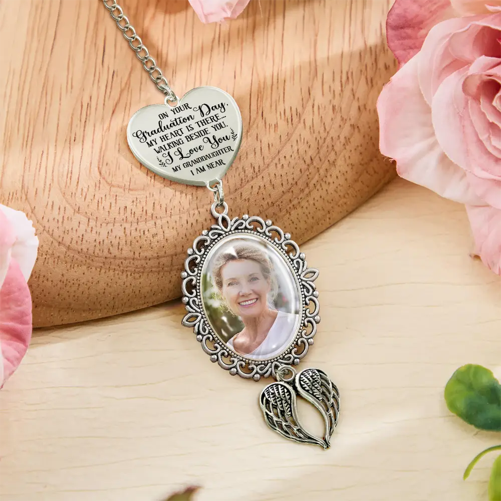 Graduation,Gift For Yourself,Custom Photo,Memorial,Sad - Custom Photo My Heart Is There - Personalized Graduation Tassel Charm