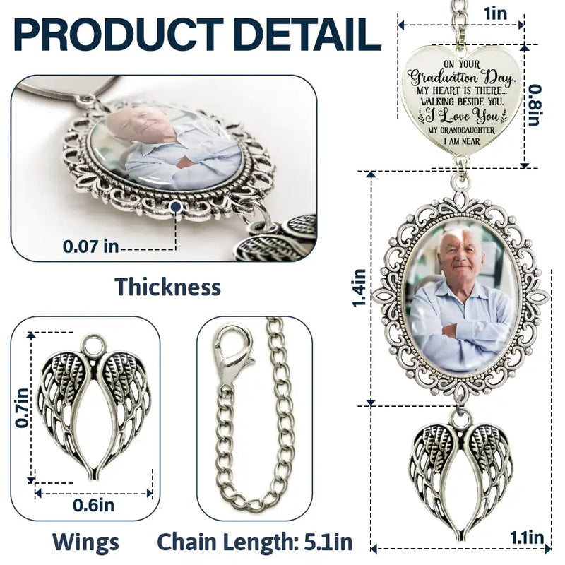 Graduation,Gift For Yourself,Custom Photo,Memorial,Sad - Custom Photo My Heart Is There - Personalized Graduation Tassel Charm