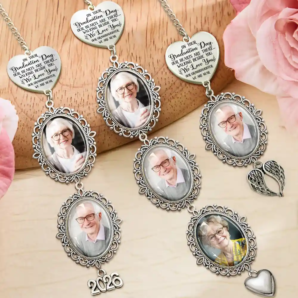 Graduation,Gift For Yourself,Custom Photo,Memorial,Sad - Custom Photo My Heart Is There - Personalized Graduation Tassel Charm