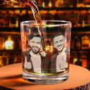 Custom Photo, Family, Gift For Brothers, Gift For Bestie, Happy, Gift For Sibling - Custom Photo Never Too Far To Drink Together - Personalized Engraved Whiskey Glass