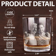 Custom Photo, Family, Gift For Brothers, Gift For Bestie, Happy, Gift For Sibling - Custom Photo Never Too Far To Drink Together - Personalized Engraved Whiskey Glass