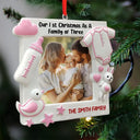 New baby, Custom Photo, Christmas, Happy - Custom Photo New Baby First Christmas As A Family Of Four - Personalized Embossed Ceramic Ornament