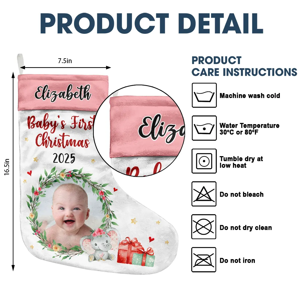 Custom Photo New Baby My First Christmas - Christmas Gift - Personalized Christmas Stocking