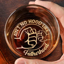 Gift For Father,Gift For Grandpa - Custom Photo No Hood Like Fatherhood - Personalized Engraved Whiskey Glass