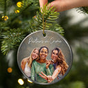 Art Design,Sentimental,Gift For Bestie,Christmas,Photo - Oil Painting - Custom Photo Oil Painting Besties Forever - Personalized Circle Ceramic Ornament