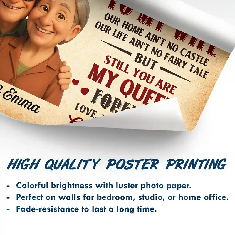 Love, Gift For Couples, Old Couples, Gift For Husband, Gift For Wife, Parents - Custom Photo Old Couple To My Wife Our Home Ain'T No Castle - Personalized Poster
