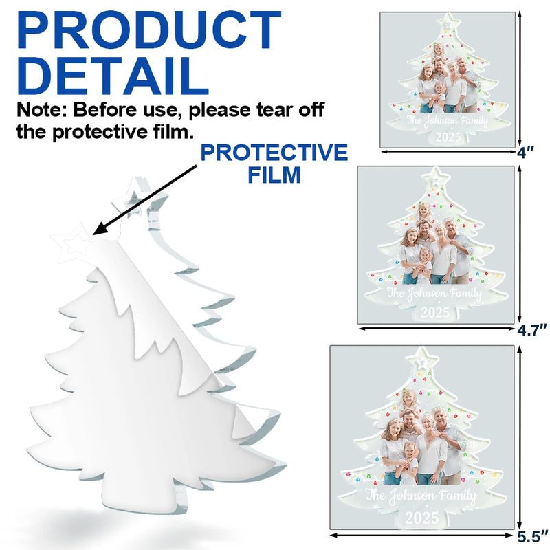 Custom Photo,Pet Lovers,Dog Lovers,Cat Lovers,Family,Gift For Couples,Happy,Christmas - Custom Photo On Christmas Tree - Personalized Custom Shaped Acrylic Ornament