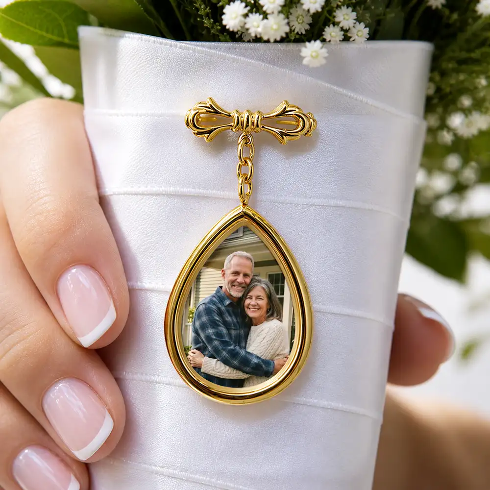Custom Photo, Sympathetic, Gift For Yourself, Wedding, Dynamic Photo - Custom Photo On This Special Day Know That I Am Here - Personalized Teardrop Pin