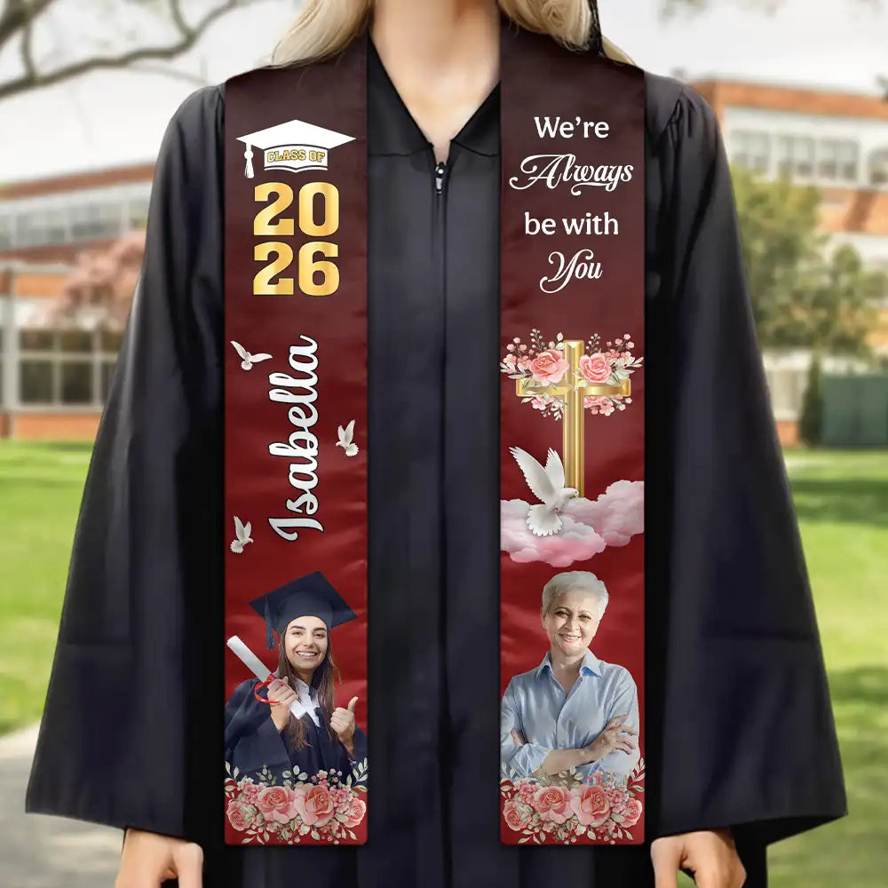 Graduation,Memorial,Family,Sad - Custom Photo On Your Graduation Day Memorial - Personalized Stoles