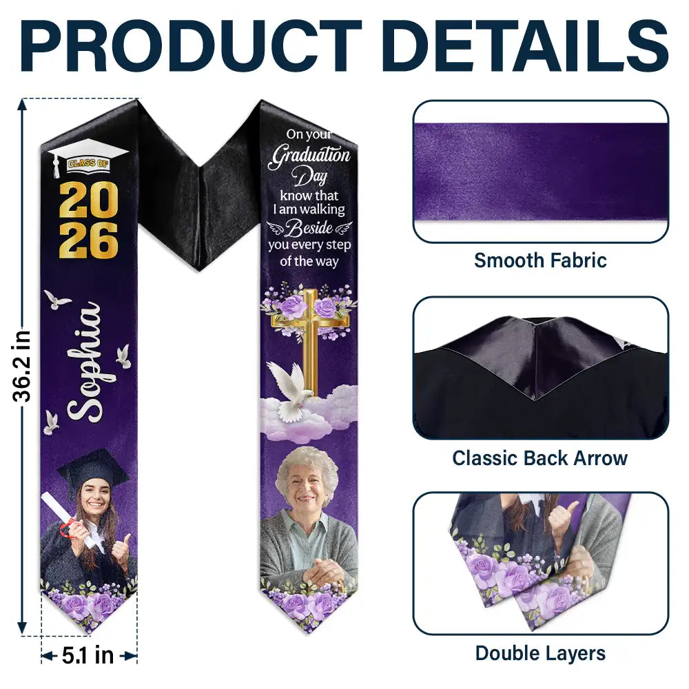 Graduation,Memorial,Family,Sad - Custom Photo On Your Graduation Day Memorial - Personalized Stoles