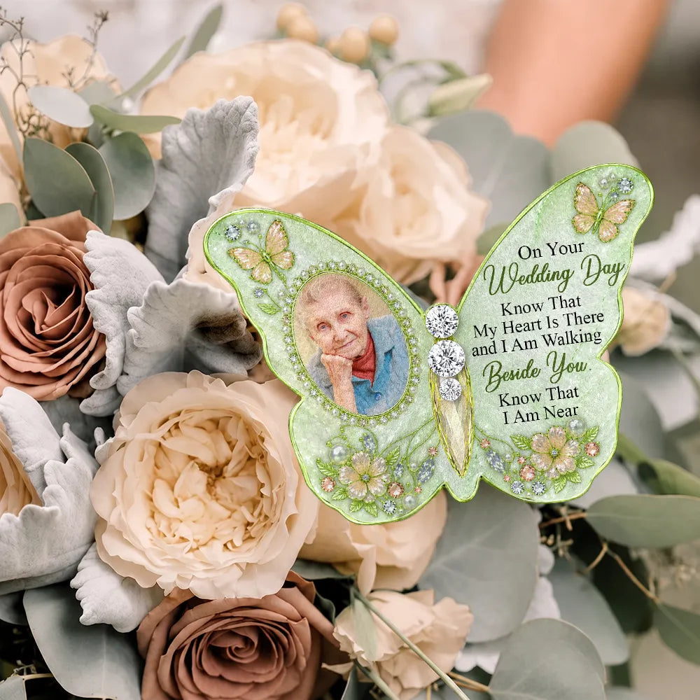 Sentimental,Custom Photo,Family,Wedding,Upload Full Photo - Custom Photo On Your Wedding Day Know That My Heart Is There - Personalized Brooch