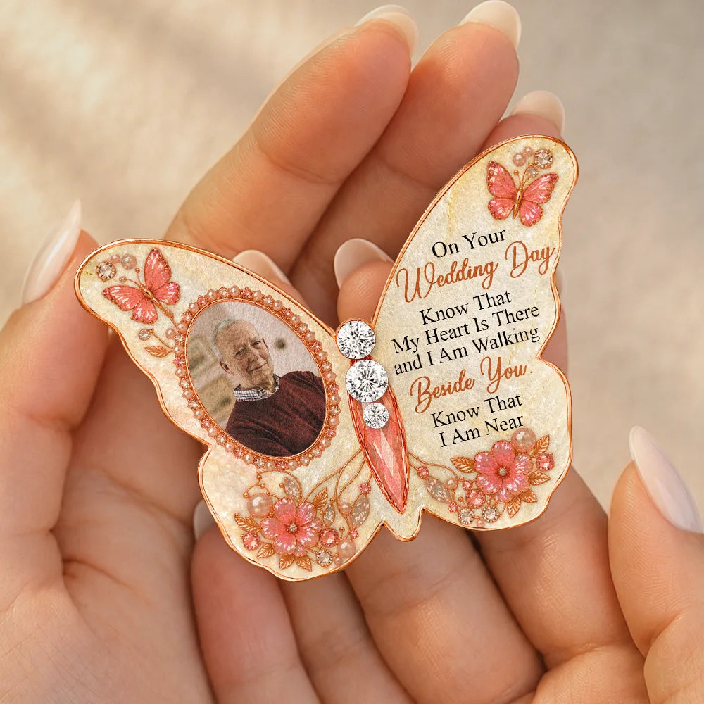 Sentimental,Custom Photo,Family,Wedding,Upload Full Photo - Custom Photo On Your Wedding Day Know That My Heart Is There - Personalized Brooch