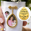 Wedding,Memorial,Gift For Bestie,Gift For Sisters,Gift For Daughter,Gift For Wife,Gift For Yourself,Gift For Women,Photo,Sentimental - Custom Photo On Your Wedding Day My Heart Is There - Personalized Teardrop Pin