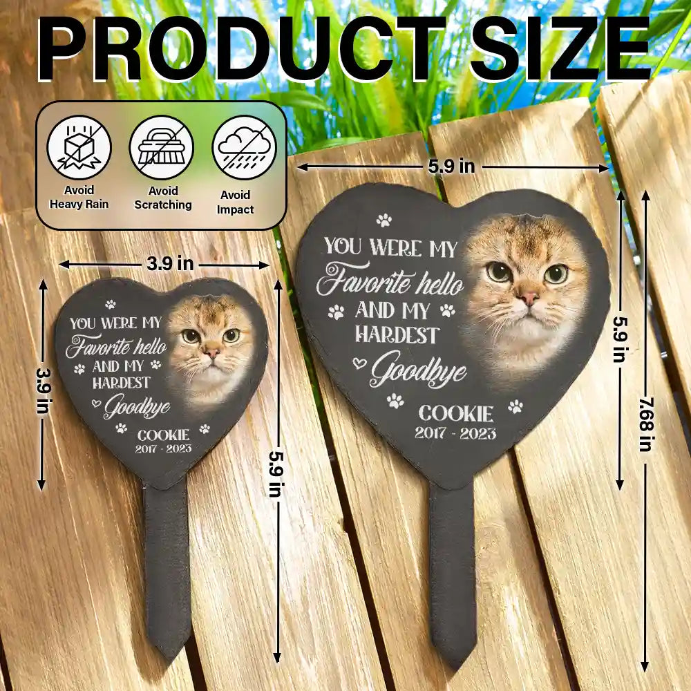 Memorial,Custom Photo,Pet Lovers,Pet Mom,Pet Dad,Dog Lovers,Dog Mom,Dog Dad,Cat Lovers,Cat Mom,Cat Dad,Sad - Custom Photo Once By My Side Forever In My Heart - Personalized Heart Slate Garden Stake