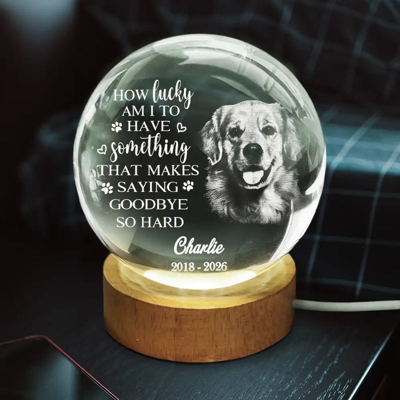 Sad, Memorial, Pet Lovers - Custom Photo Once By My Side Forever In My Heart - Personalized Crystal Globe Lamp