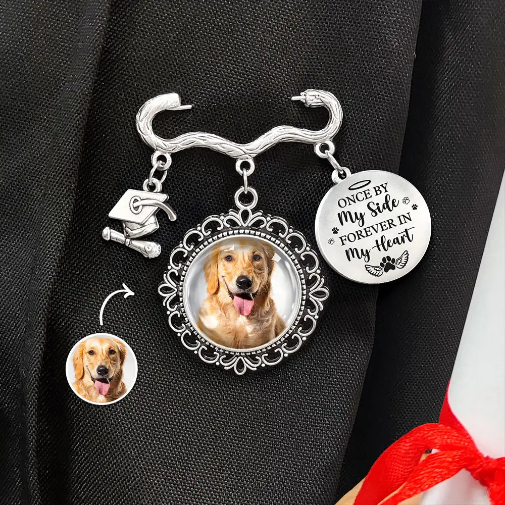 Graduation,Family,Love - Custom Photo Once By My Side Forever In My Heart - Personalized Graduation Tassel Pin