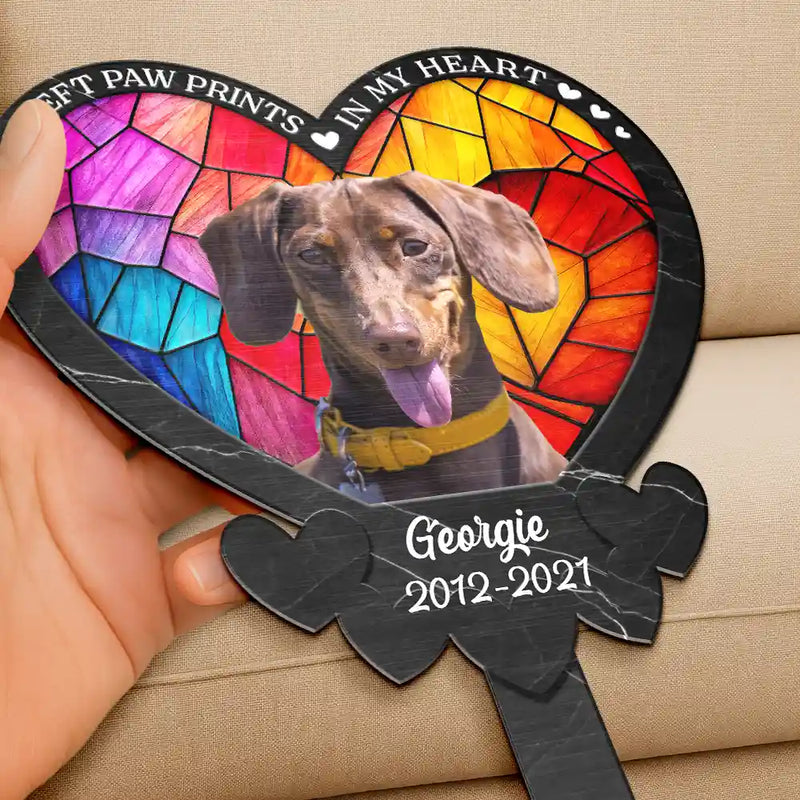 Memorial, Pet Lovers - Custom Photo Once By My Side Forever In My Heart - Personalized Metal Garden Stakea