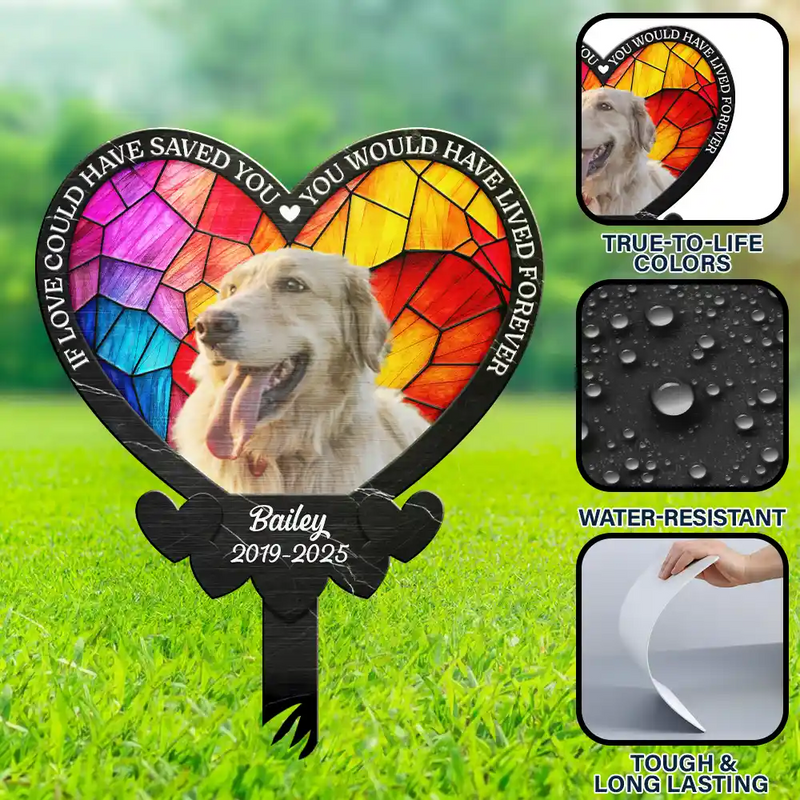 Memorial, Pet Lovers - Custom Photo Once By My Side Forever In My Heart - Personalized Metal Garden Stakea