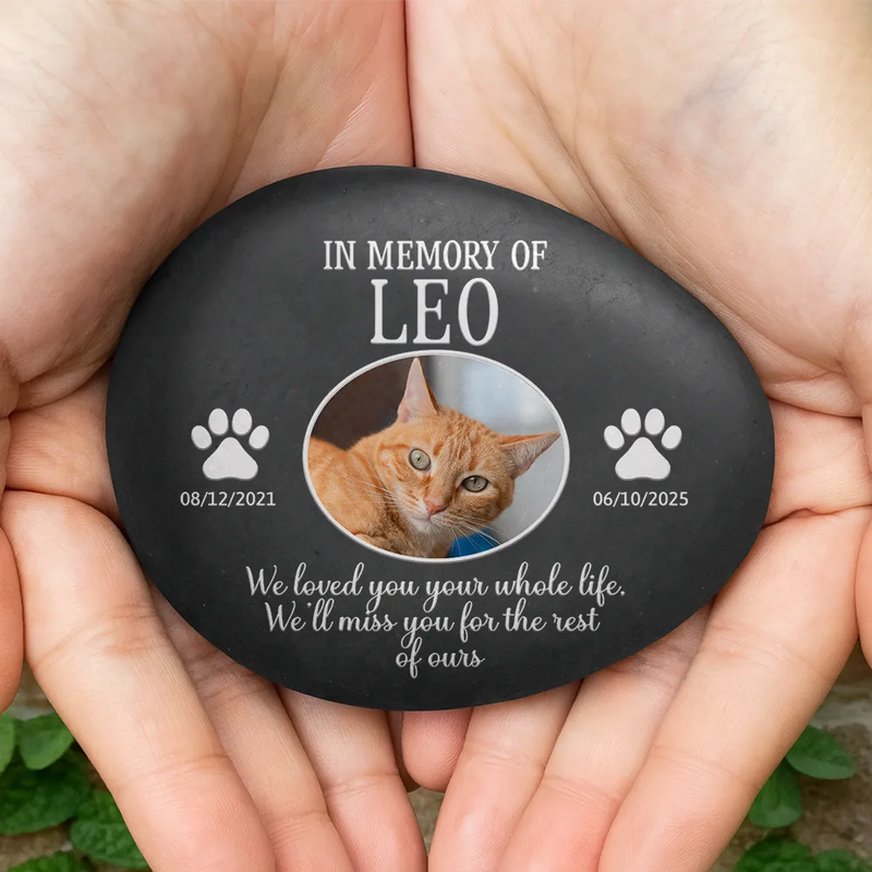 Memorial,Custom Photo,Pet Lovers,Pet Mom,Pet Dad,Dog Lovers,Dog Mom,Dog Dad,Cat Lovers,Cat Mom,Cat Dad,Sad - Custom Photo Once By My Side Forever In My Heart - Personalized Printed Rock
