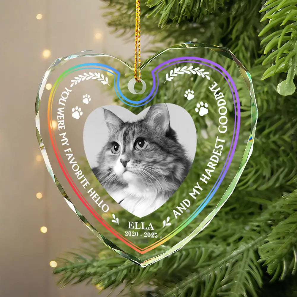 Pet Lovers,Pet Mom,Pet Dad,Pet Couple,Dog Lovers,Dog Mom,Dog Dad,Dog Couple,Cat Lovers,Cat Mom,Cat Dad,Cat Couple,Gift For Women,Gift For Men,Memorial,Sad,Christmas - Custom Photo Once By My Side Forever In My Heart Memorial - Personalized Heart Shaped Glass Ornament