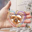 Pet Lovers,Pet Mom,Pet Dad,Pet Couple,Dog Lovers,Dog Mom,Dog Dad,Dog Couple,Cat Lovers,Cat Mom,Cat Dad,Cat Couple,Gift For Women,Gift For Men,Memorial,Sad,Christmas - Custom Photo Once By My Side Forever In My Heart Memorial - Personalized Heart Shaped Glass Ornament