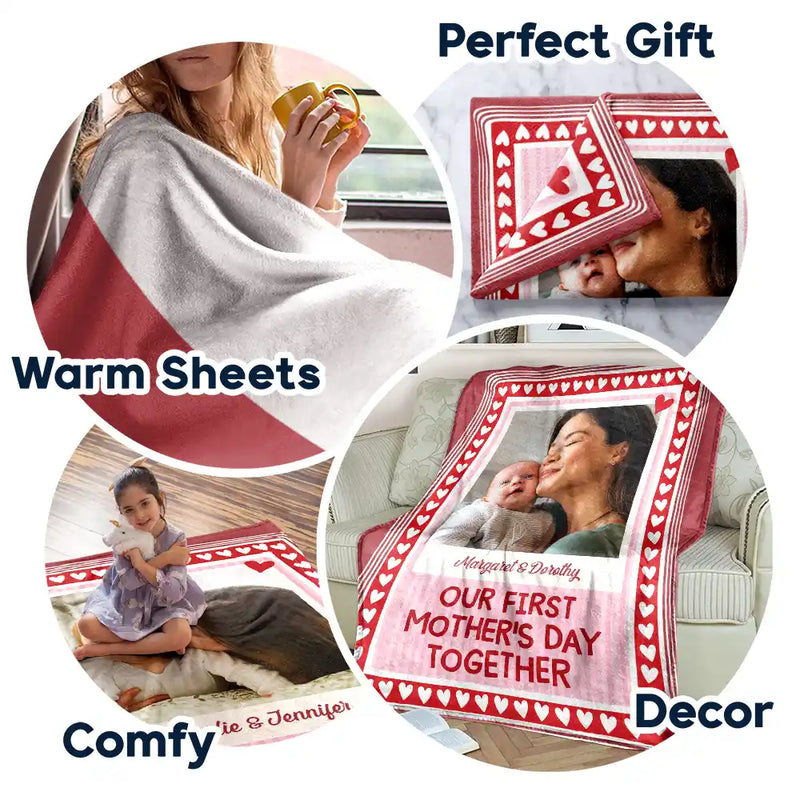 New Mom,New Dad,New baby,Gift For Mother,Love,Happy,Custom Photo - Custom Photo Our First Mother's Day Together Newborn Baby - Personalized Fleece Blanket, Sherpa Blanket
