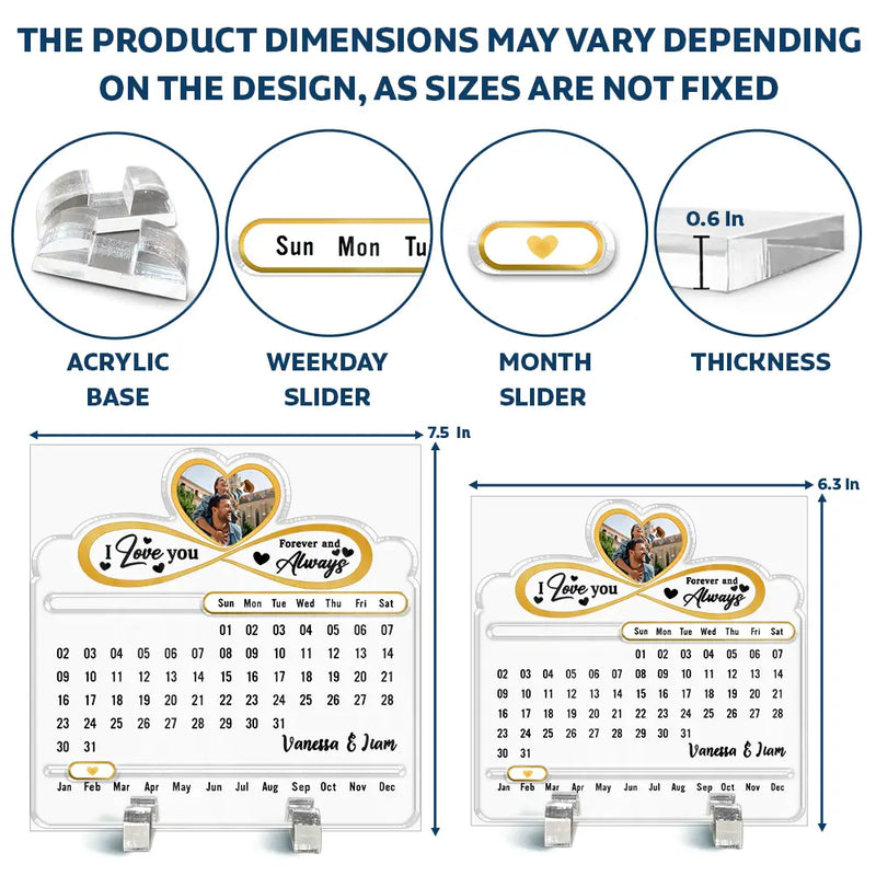 Christmas, Gift For Couples, Happy, Love - Custom Photo Our Love Is Timeless - Personalized Acrylic Perpetual Desk Calendar