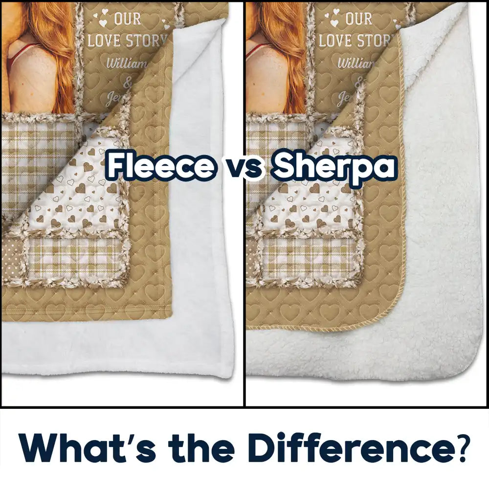 Gift For Couples,Gift For Women,Gift For Men,Gift For Husband,Gift For Wife,Gift For Girlfriend,Gift For Boyfriend,Christmas,LGBT,Love - Custom Photo Our Love Story Couples - Personalized Fleece Blanket, Sherpa Blanket