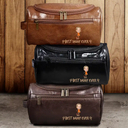 Gift For Husband,Gift For Yourself,Gift For Men,Gift For Grandpa,Gift For Father,Summer - Custom Photo Outline Best Dad Ever - Personalized Leather Toiletry Bag
