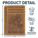 Gift For Father, Gift For Grandpa, Happy, Custom Photo - Custom Photo Outline Sketch Dad Grandpa And Kids Custom Message - Personalized Card Wallet