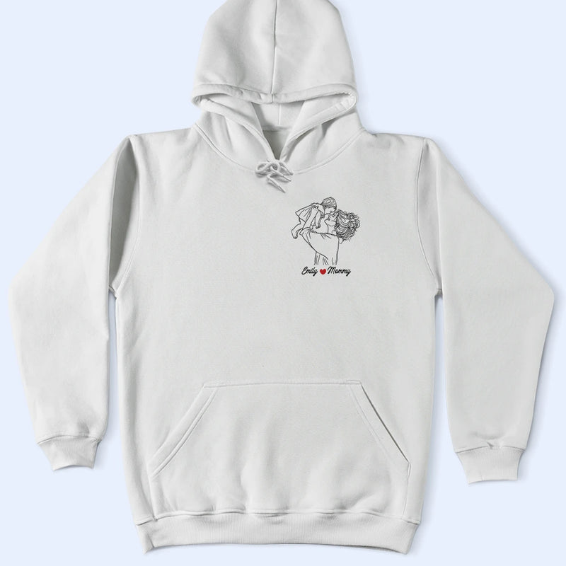 Custom Photo, Gift For Mother, Gift For Father, Family, Happy - Custom Photo Outline Sketch Family Portrait Since - Personalized T Shirt