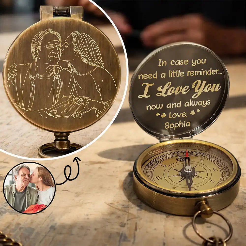 Custom Image File Compass Engraved Brass Compass – Wander Prints