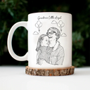Gift For Mother,Gift For Father,Gift For Grandma,Gift For Grandpa,Love,Happy,Custom Photo - Custom Photo Outline Sketch Mom Dad Baby Family Portrait Line Art - Personalized Mug