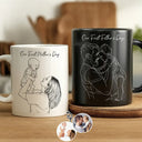 Gift For Mother,Gift For Father,Gift For Grandma,Gift For Grandpa,Love,Happy,Custom Photo - Custom Photo Outline Sketch Mom Dad Baby Family Portrait Line Art - Personalized Mug