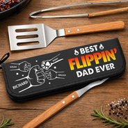 Gift For Father,Gift For Grandpa,Grandpa's Hobby,Dad's Hobby,Grilling,Non-Eng,Icon,Proud - Best Flippin Dad Ever - Personalized BBQ Tool Set With Storage Bag