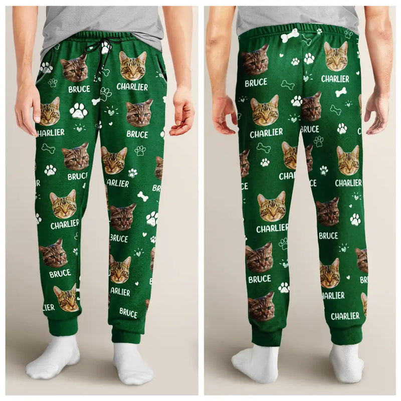 Pet Lovers, Custom Photo, Happy - Custom Photo Paw Prints In My Heart Pet Mom Dad Dog Cat Lover - Personalized Pajama Pants