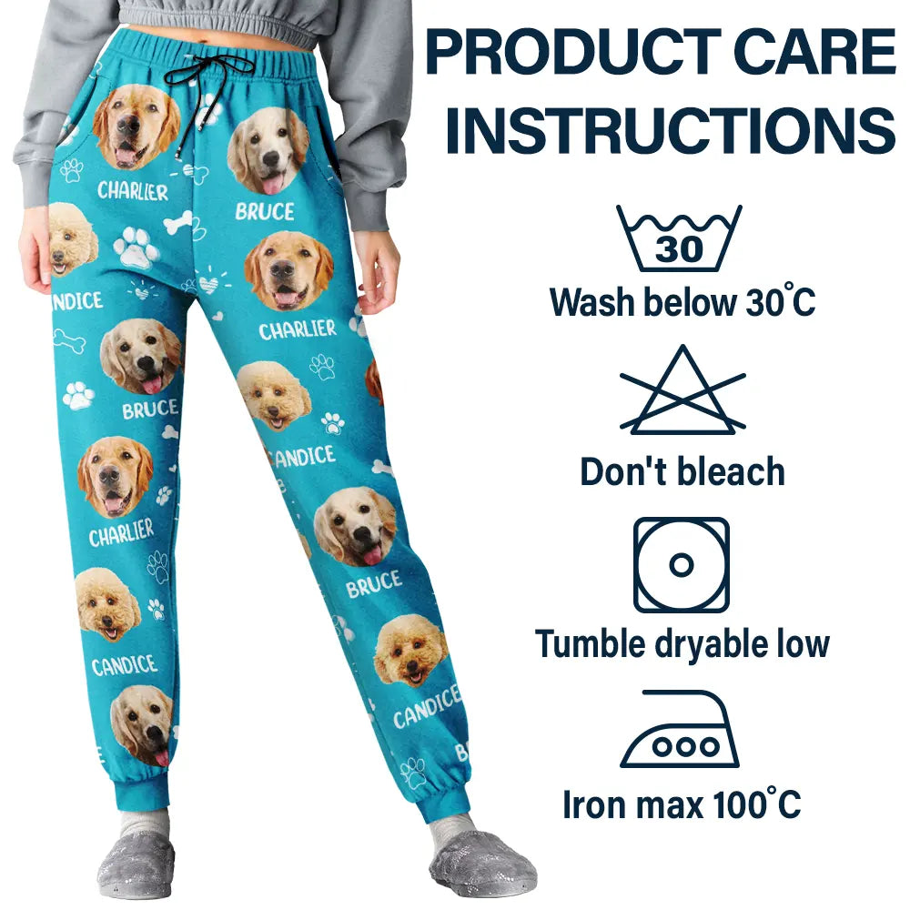 Pet Lovers, Custom Photo, Happy - Custom Photo Paw Prints In My Heart Pet Mom Dad Dog Cat Lover - Personalized Pajama Pants