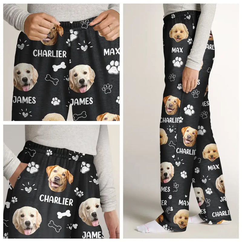 Pet Lovers, Custom Photo, Happy - Custom Photo Paw Prints In My Heart Pet Mom Dad Dog Cat Lover - Personalized Pajama Pants