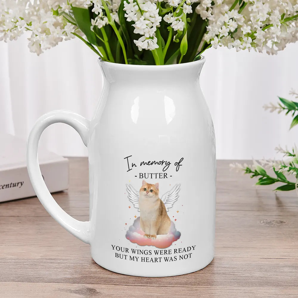 Sad,Memorial,Dog Lovers,Cat Lovers,Pet Lovers - Custom Photo Paw Prints On Our Hearts Memorial Dog Cat - Personalized Ceramic Flower Vase