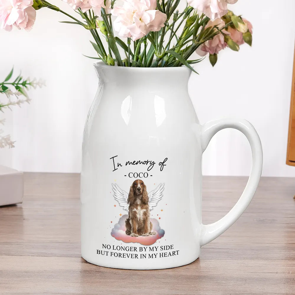 Sad,Memorial,Dog Lovers,Cat Lovers,Pet Lovers - Custom Photo Paw Prints On Our Hearts Memorial Dog Cat - Personalized Ceramic Flower Vase