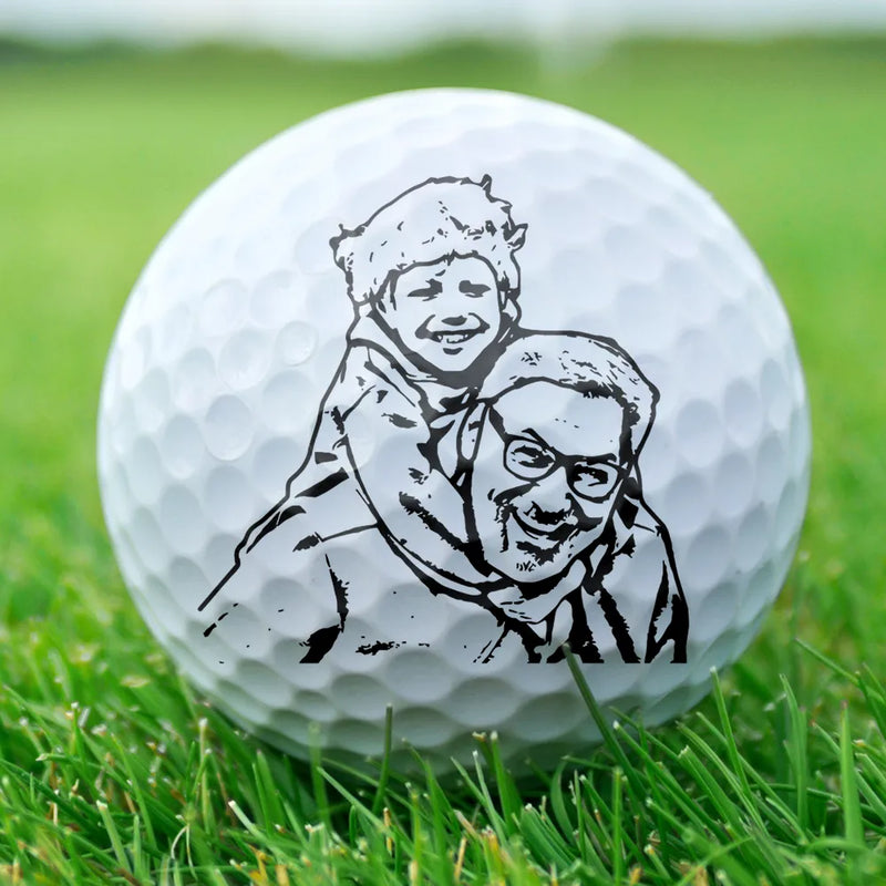 Happy,Sport Dad,Golf,Gift For Father,Gift For Men - Custom Photo Pencil Drawing Best Daddy By Par - Personalized Golf Ball