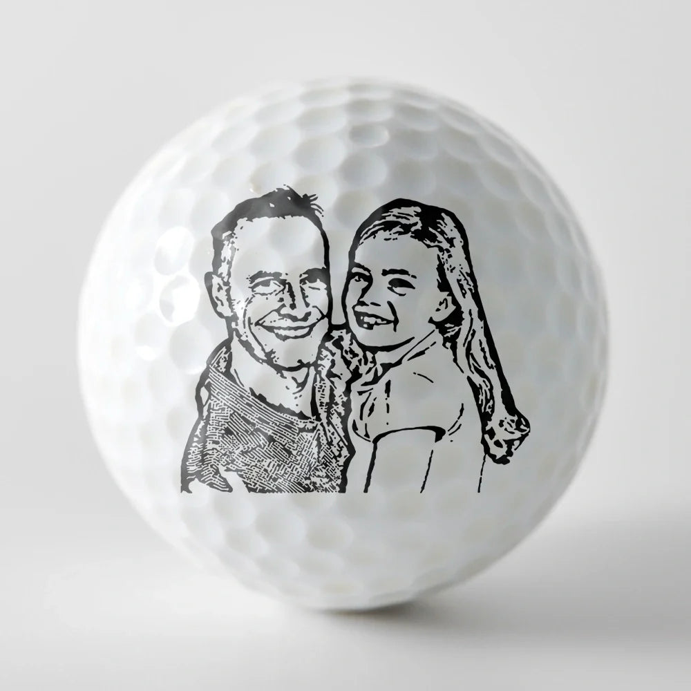 Happy,Sport Dad,Golf,Gift For Father,Gift For Men - Custom Photo Pencil Drawing Best Daddy By Par - Personalized Golf Ball