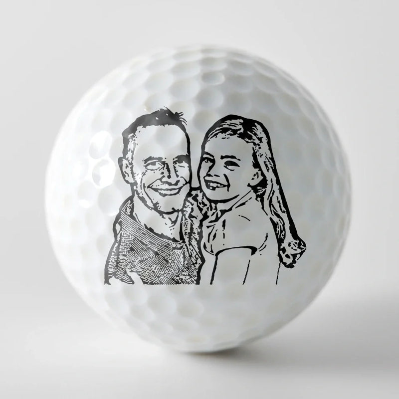 Happy,Sport Dad,Golf,Gift For Father,Gift For Men - Custom Photo Pencil Drawing Best Daddy By Par - Personalized Golf Ball